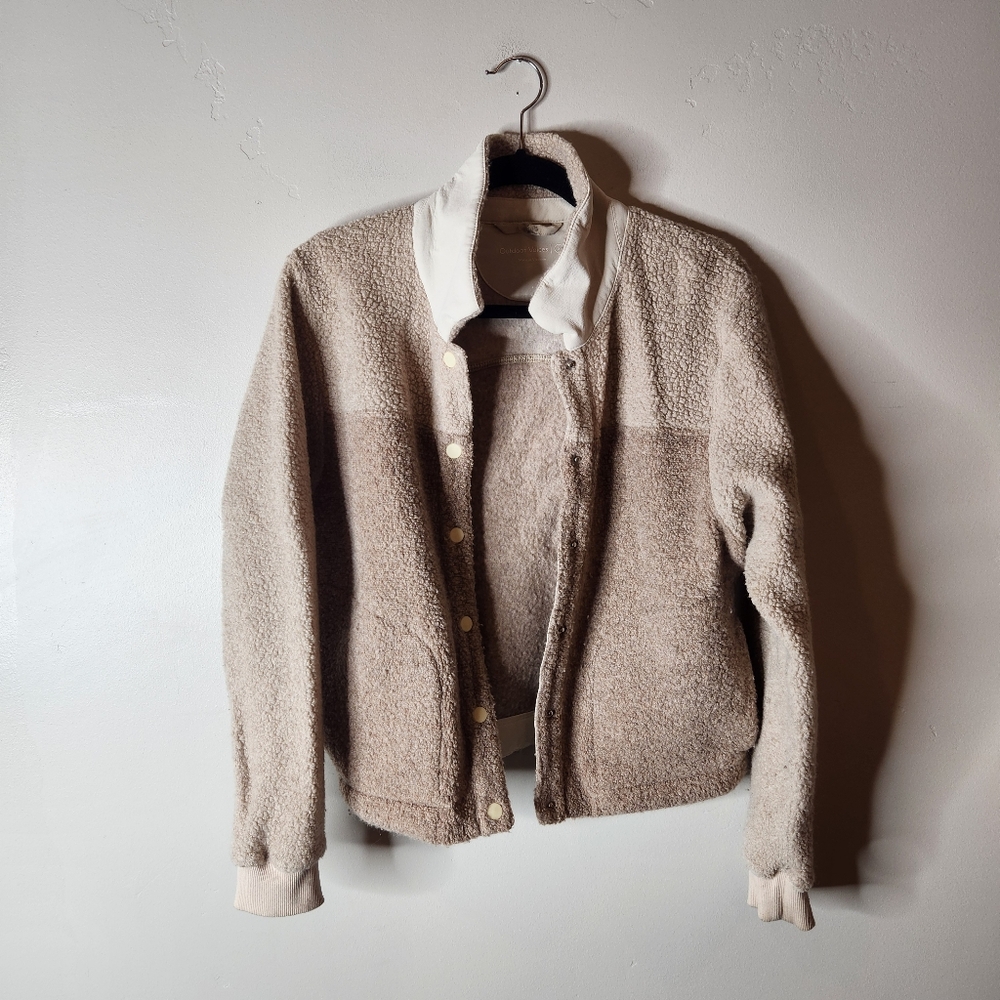 Outdoor Voices MegaFleece Bomber Snap Jacket Wool Blend Size Small - Picture 2 of 8